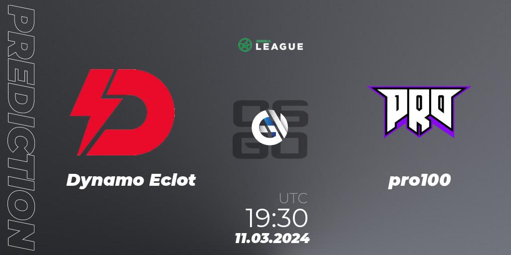 Dynamo Eclot vs pro100: Betting TIp, Match Prediction. 11.03.24. CS2 (CS:GO), ESEA Season 48: Main Division - Europe