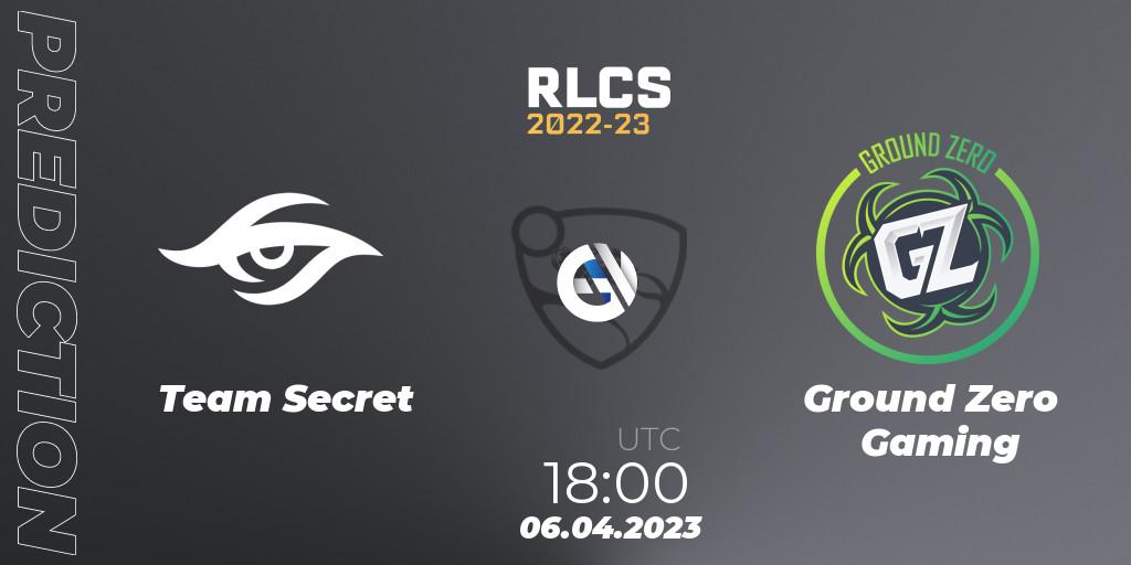 Team Secret vs Ground Zero Gaming: Betting TIp, Match Prediction. 06.04.23. Rocket League, RLCS 2022-23 - Winter Split Major