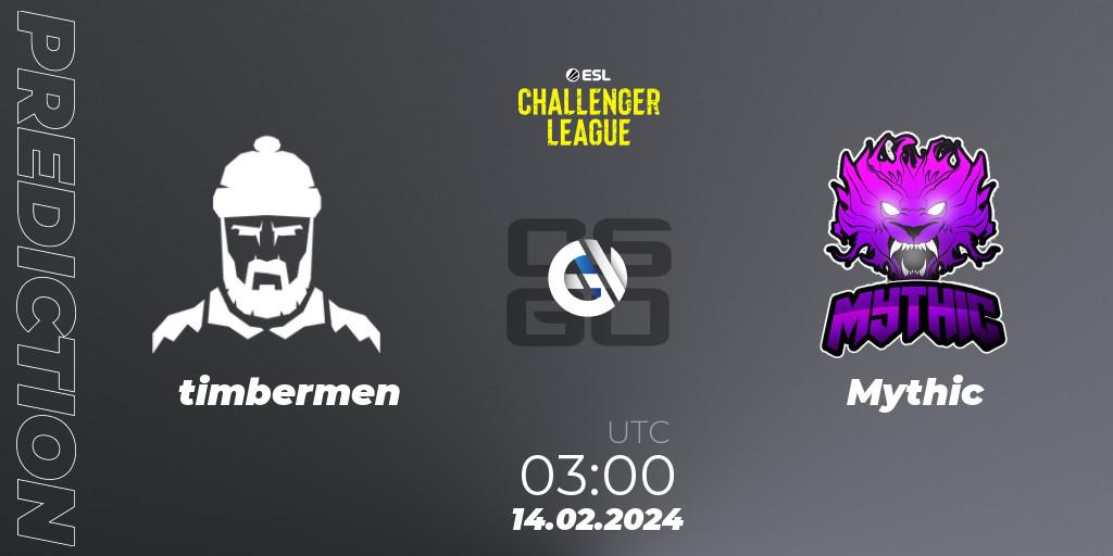 timbermen vs Mythic: Betting TIp, Match Prediction. 14.02.24. CS2 (CS:GO), ESL Challenger League Season 47: North America