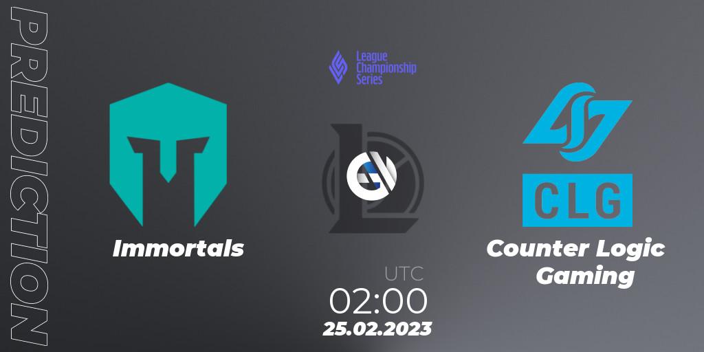 Immortals vs Counter Logic Gaming: Betting TIp, Match Prediction. 25.02.23. LoL, LCS Spring 2023 - Group Stage