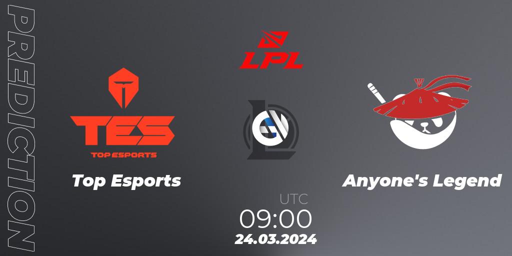 Top Esports vs Anyone's Legend: Betting TIp, Match Prediction. 24.03.24. LoL, LPL Spring 2024 - Group Stage