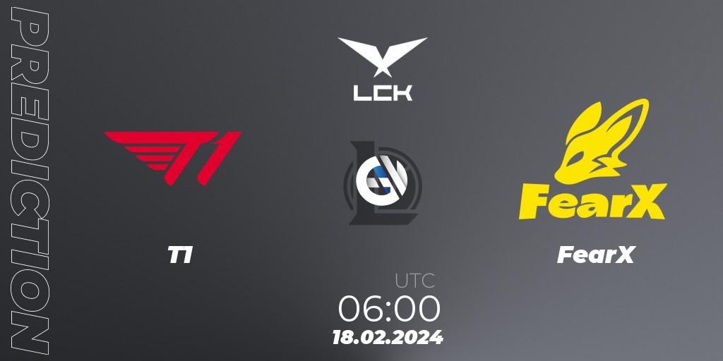 T1 vs FearX: Betting TIp, Match Prediction. 18.02.24. LoL, LCK Spring 2024 - Group Stage