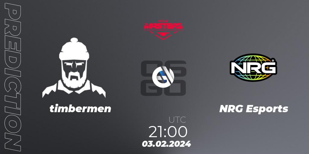 timbermen vs NRG Esports: Betting TIp, Match Prediction. 03.02.24. CS2 (CS:GO), ACE North American Masters Spring 2024 - A BLAST Premier Qualifier