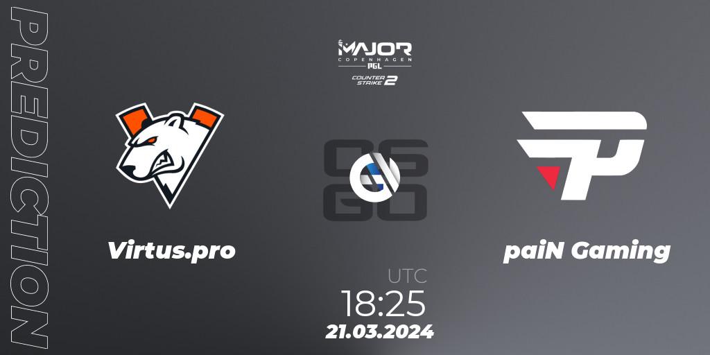 Virtus.pro vs paiN Gaming: Betting TIp, Match Prediction. 21.03.24. CS2 (CS:GO), PGL CS2 Major Copenhagen 2024