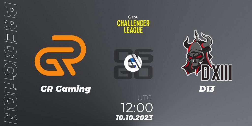 GR Gaming vs D13: Betting TIp, Match Prediction. 10.10.23. CS2 (CS:GO), ESL Challenger League Season 46: Asia-Pacific