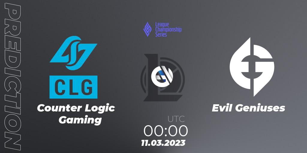 Counter Logic Gaming vs Evil Geniuses: Betting TIp, Match Prediction. 11.03.23. LoL, LCS Spring 2023 - Group Stage