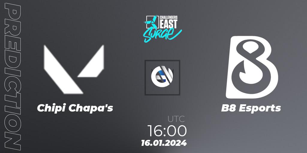 Chipi Chapa's vs B8 Esports: Betting TIp, Match Prediction. 16.01.24. VALORANT, VALORANT Challengers 2024 East: Surge Split 1