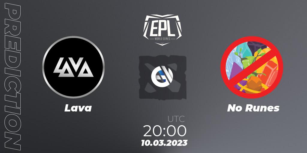 Lava vs No Runes: Betting TIp, Match Prediction. 10.03.23. Dota 2, European Pro League World Series America Season 4
