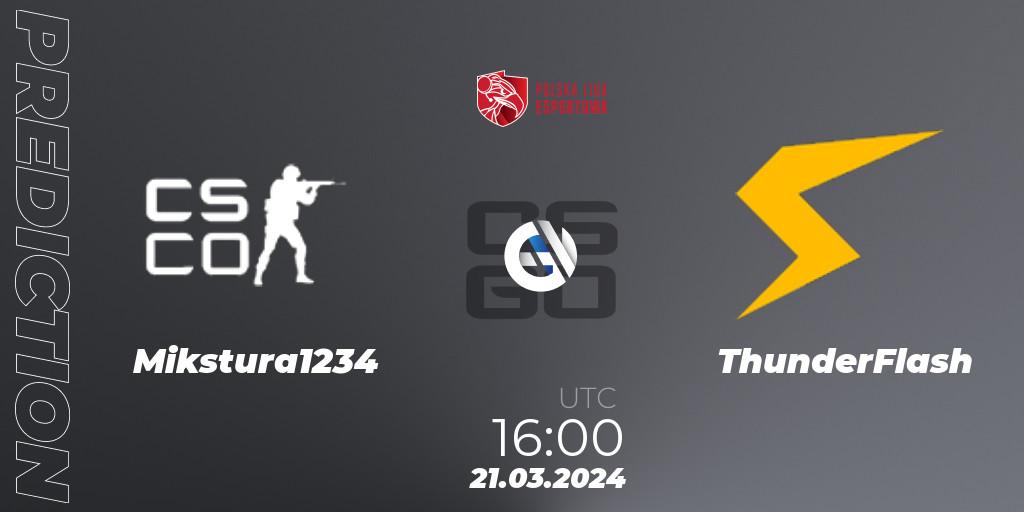 Mikstura1234 vs ThunderFlash: Betting TIp, Match Prediction. 21.03.24. CS2 (CS:GO), Polska Liga Esportowa 2024: Split #1