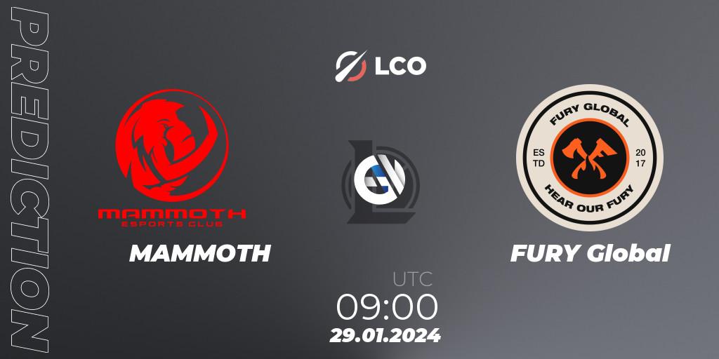 MAMMOTH vs FURY Global: Betting TIp, Match Prediction. 29.01.24. LoL, LCO Split 1 2024 - Group Stage