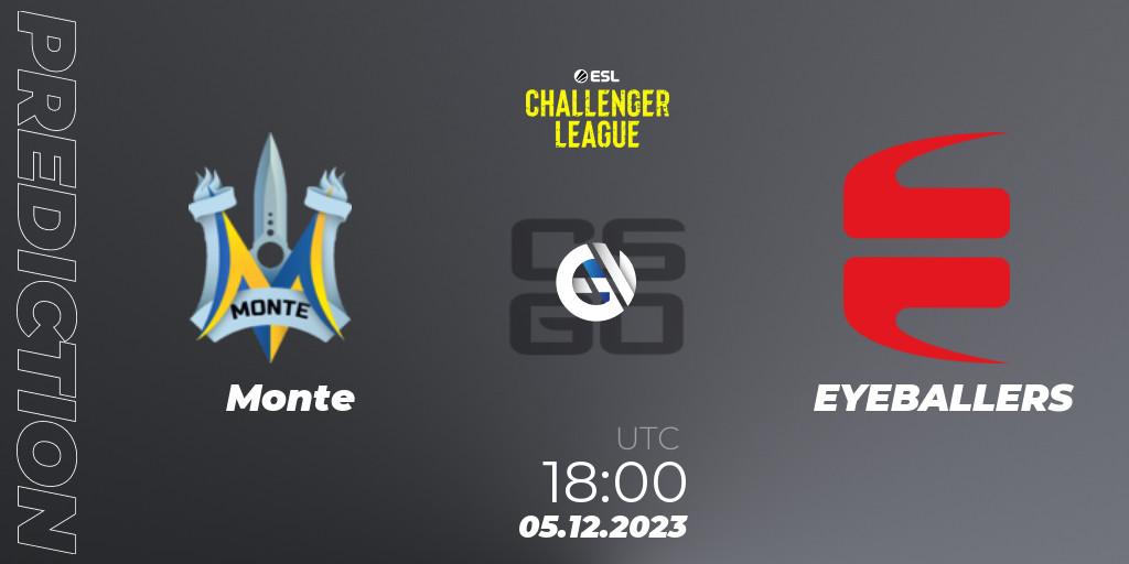 Monte vs EYEBALLERS: Betting TIp, Match Prediction. 05.12.23. CS2 (CS:GO), ESL Challenger League Season 46: Europe
