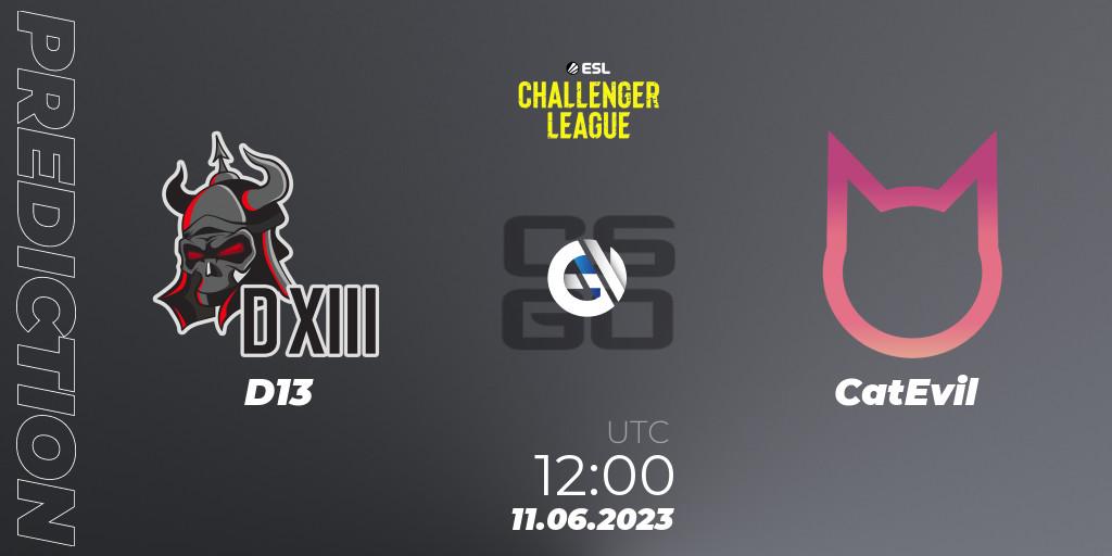 D13 vs CatEvil: Betting TIp, Match Prediction. 11.06.23. CS2 (CS:GO), ESL Challenger League Season 45 Relegation: Asia-Pacific