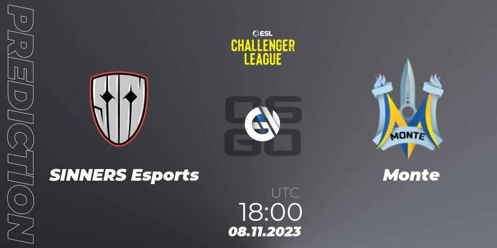 SINNERS Esports vs Monte: Betting TIp, Match Prediction. 08.11.23. CS2 (CS:GO), ESL Challenger League Season 46: Europe
