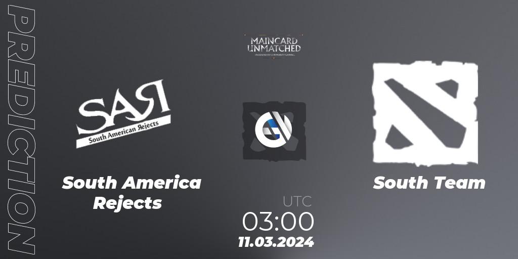 South America Rejects vs South Team: Betting TIp, Match Prediction. 11.03.24. Dota 2, Maincard Unmatched - March