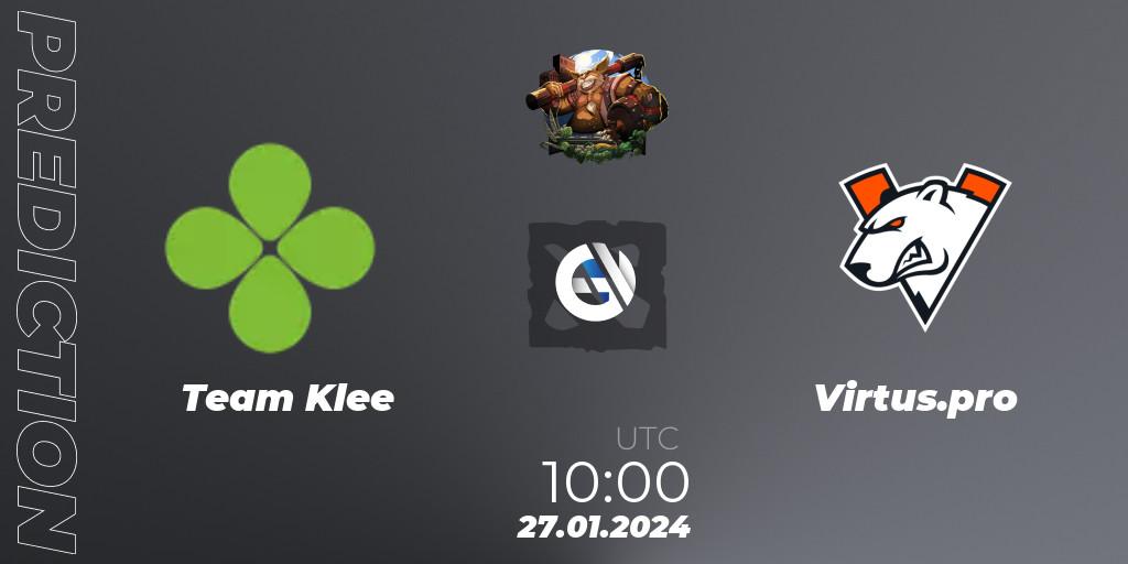 Team Klee vs Virtus.pro: Betting TIp, Match Prediction. 27.01.24. Dota 2, ESL One Birmingham 2024: Eastern Europe Closed Qualifier