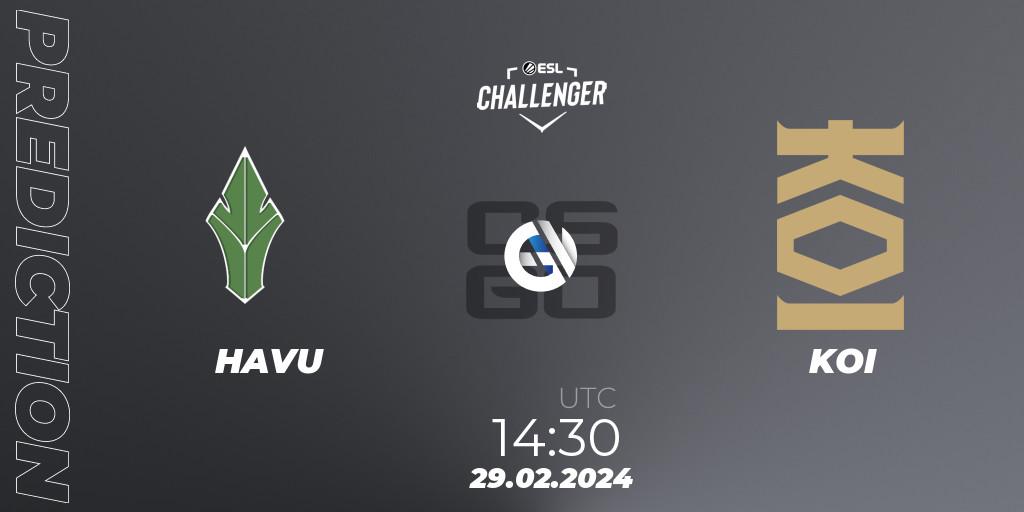 HAVU vs KOI: Betting TIp, Match Prediction. 29.02.24. CS2 (CS:GO), ESL Challenger #56: European Closed Qualifier