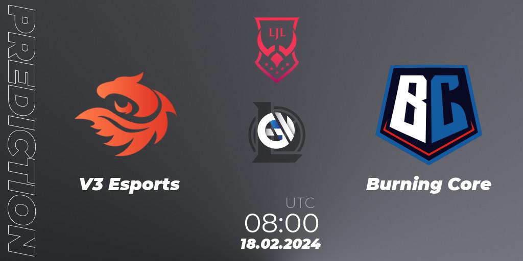 V3 Esports vs Burning Core: Betting TIp, Match Prediction. 18.02.24. LoL, LJL 2024 Spring Group Stage