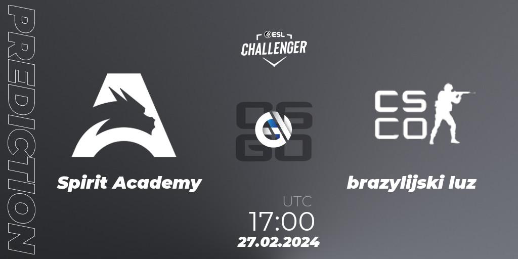 Spirit Academy vs brazylijski luz: Betting TIp, Match Prediction. 27.02.24. CS2 (CS:GO), ESL Challenger #56: European Open Qualifier