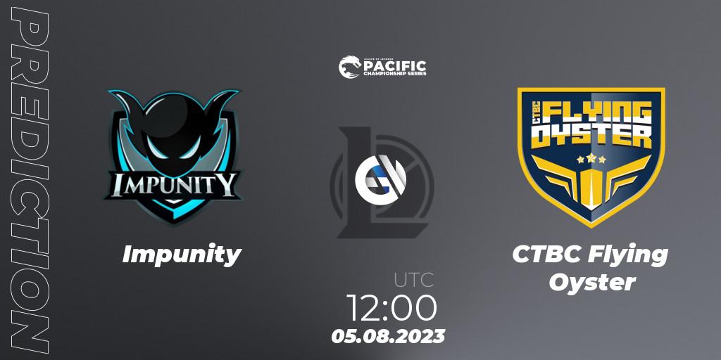 Impunity vs CTBC Flying Oyster: Betting TIp, Match Prediction. 06.08.23. LoL, PACIFIC Championship series Group Stage