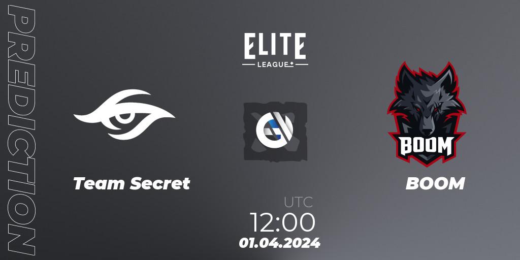 Team Secret vs BOOM: Betting TIp, Match Prediction. 01.04.24. Dota 2, Elite League: Swiss Stage