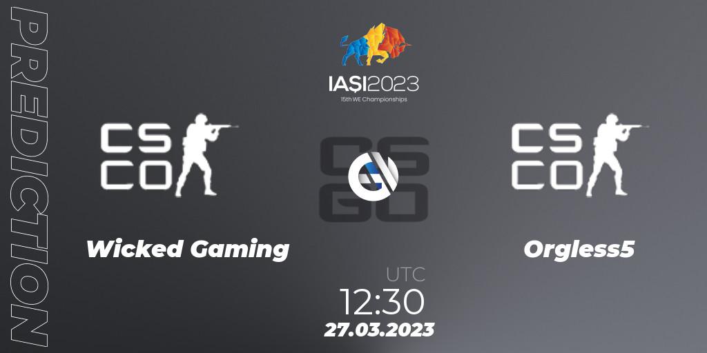 Wicked Gaming vs Orgless5: Betting TIp, Match Prediction. 27.03.23. CS2 (CS:GO), IESF World Esports Championship 2023: Indian Qualifier