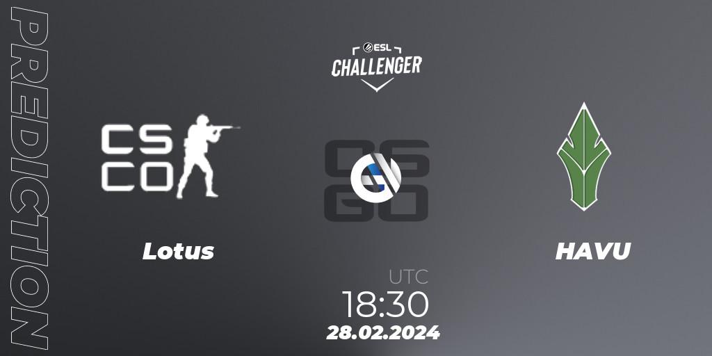 Lotus vs HAVU: Betting TIp, Match Prediction. 28.02.24. CS2 (CS:GO), ESL Challenger #56: European Closed Qualifier