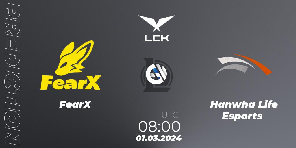 FearX vs Hanwha Life Esports: Betting TIp, Match Prediction. 01.03.24. LoL, LCK Spring 2024 - Group Stage