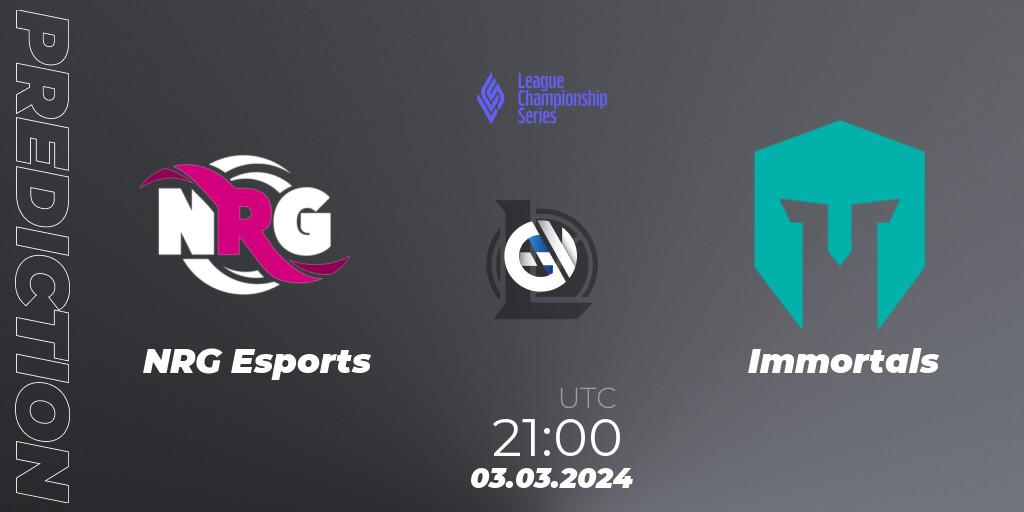NRG Esports vs Immortals: Betting TIp, Match Prediction. 03.03.24. LoL, LCS Spring 2024 - Group Stage