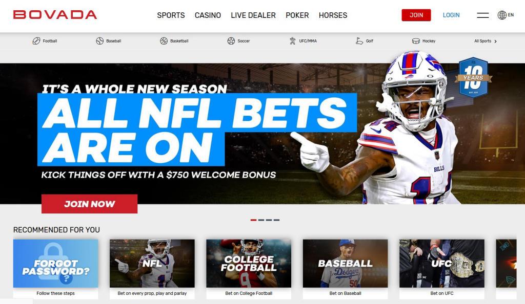 Bookmaker Bovada: overview of opportunities, bonuses, registration