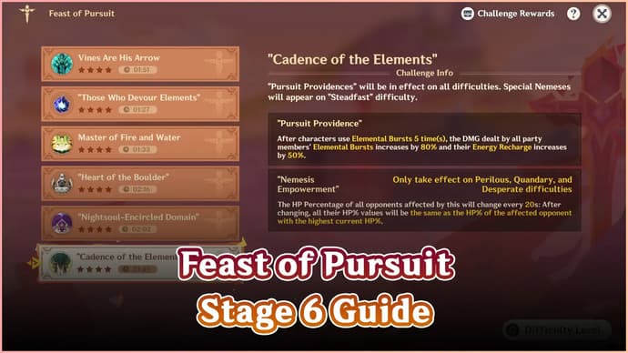 Genshin new Event: Stage 6 "Cadence of the Elements" of the Feast of Pursuit Genshin new Event: Stage 6 "Cadence of the Elements" of the Feast of Pursuit
