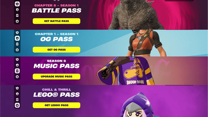 Tous les Pass Fortnite - Battle Pass, OG Pass, Music Pass, Lego Pass - dans le Chapitre 6 Saison 1 Tous les Pass Fortnite - Battle Pass, OG Pass, Music Pass, Lego Pass - dans le Chapitre 6 Saison 1
