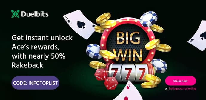 Duelbits Promo Code ‘HELLAGOOD’ to get up to 50% Rakeback Duelbits Promo Code ‘HELLAGOOD’ to get up to 50% Rakeback