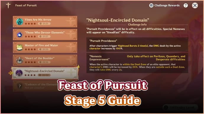 Genshin new Event: Stage 5 "Nightsoul-Encircled Domain" of the Feast of Pursuit Genshin new Event: Stage 5 "Nightsoul-Encircled Domain" of the Feast of Pursuit