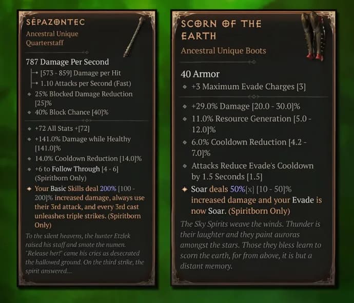spiritborn items