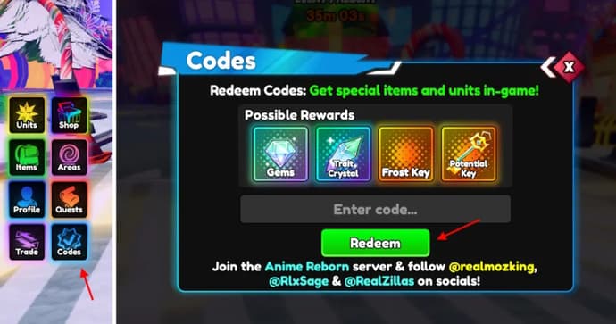 Roblox Anime Reborn Codes червень 2025 3