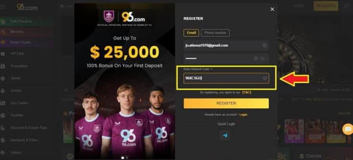 96.com Promo Code “96XCSGO” to Get Free Money and Free Spins 6