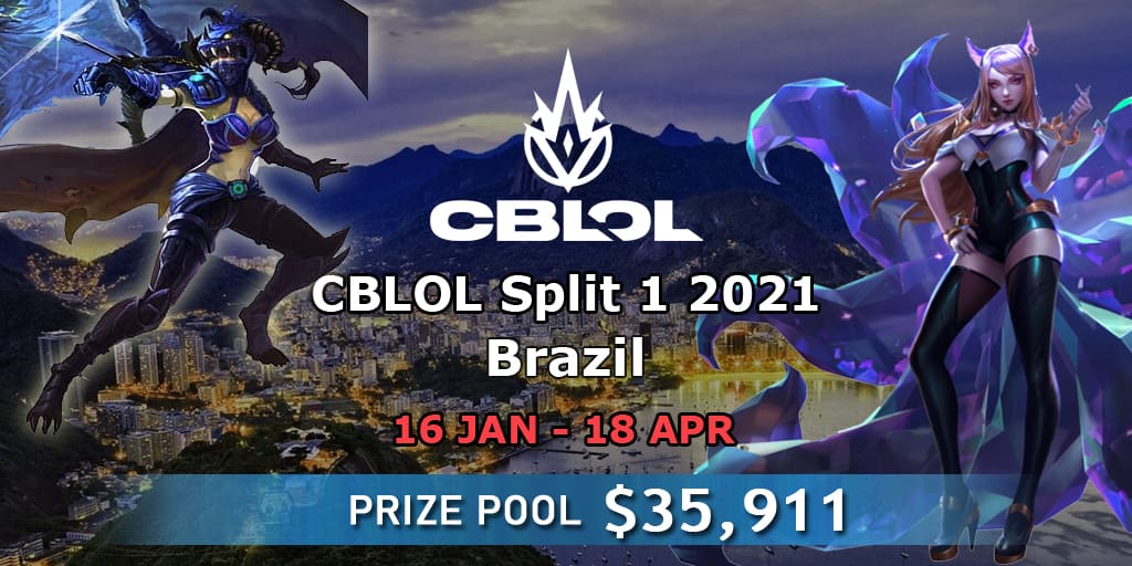 Cblol Split 1 2021 League Of Legends Match Schedule Standings Groups Bracket Prize Pool Results Format Betting Predictions Tickets Winner Egw